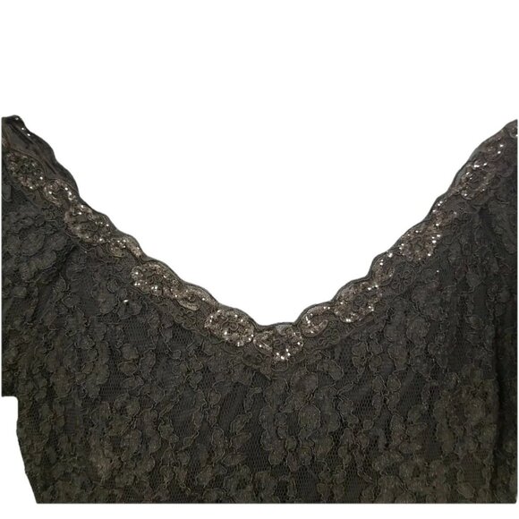 Midnight Glo Black Embellished Cocktail Dress Sz 4 Fringe Drop Waist 1970s 70s - Picture 5 of 9